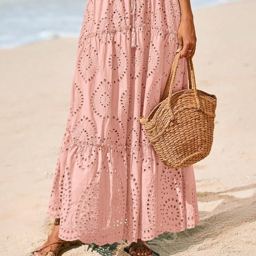 Pink Boho Women's Lace Maxi Skirt - Picture 5 of 5